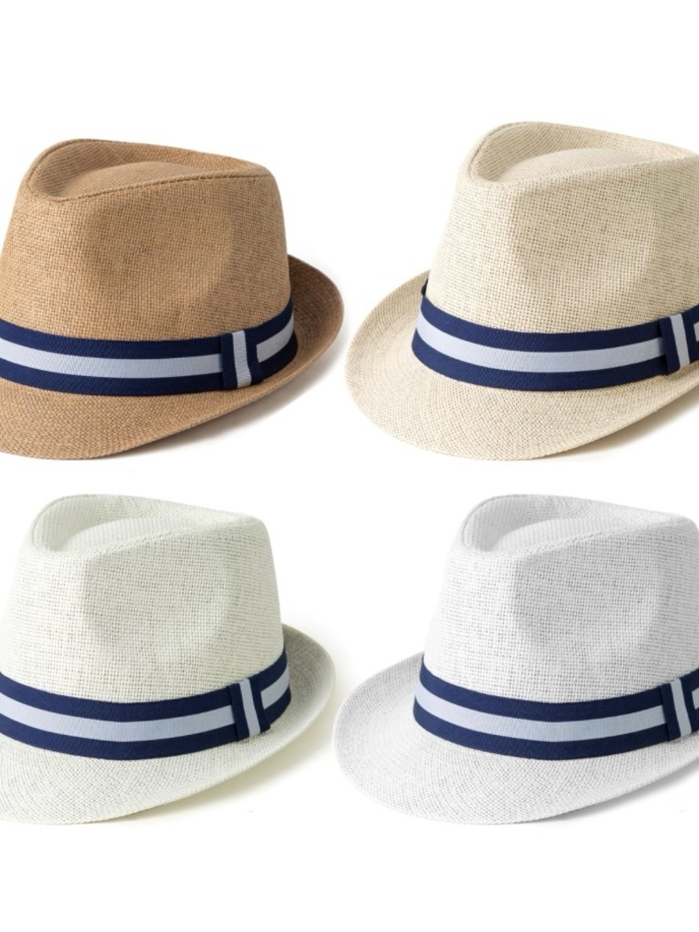 4 Pack Short Brim Straw Fedora Summer Beach Sun Hat For Men Women 4 Pcs